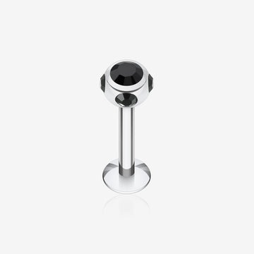 Aurora Gem Ball Steel Labret-Black